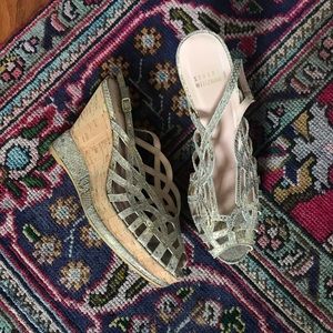 Stuart Weitzman Gold Cork Wedges
